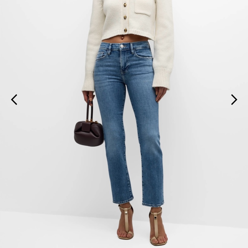 Frame Le High Straight Jeans Mid-Rise Cropped Women's Size 26 Med Wash